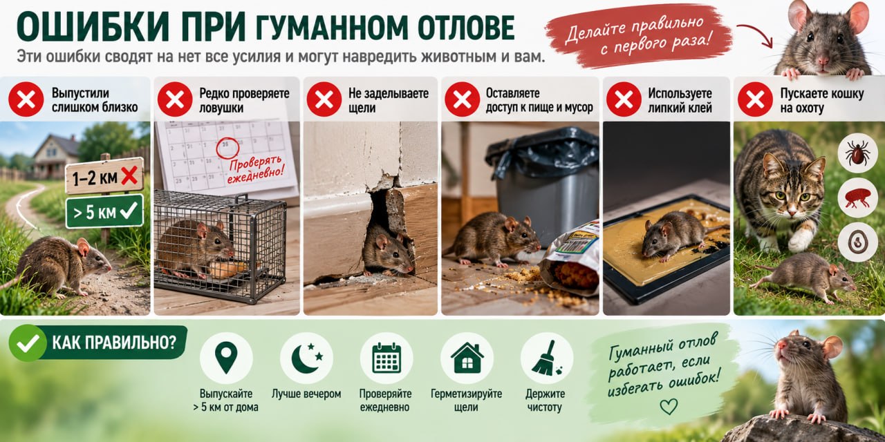 Типичные ошибки, которые сводят на нет все усилия по гуманному избавлению от грызунов